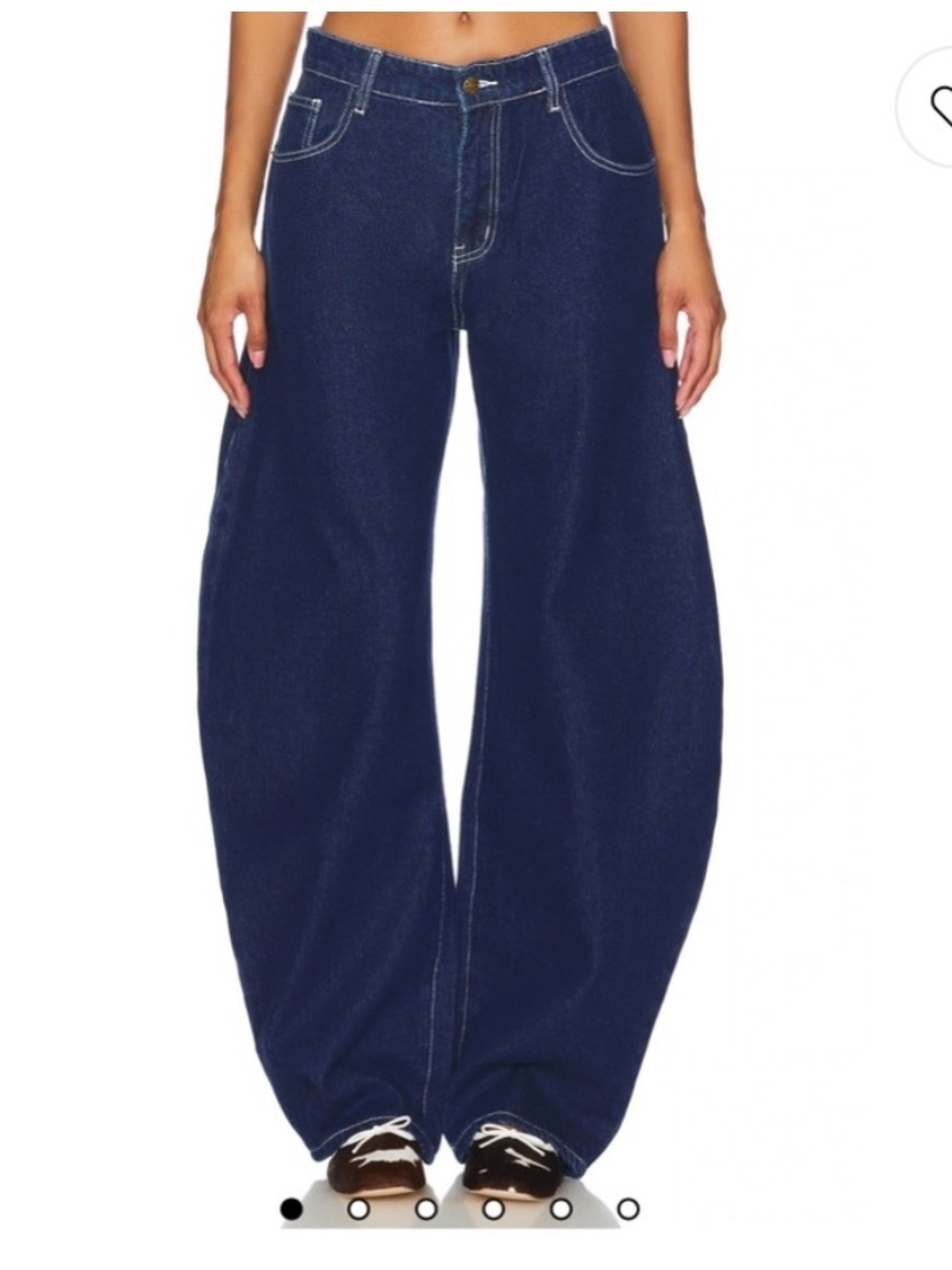Lioness Barrel Jeans Dark Wash Blue Horseshoe Pants High Rise Baggy Relaxed XS